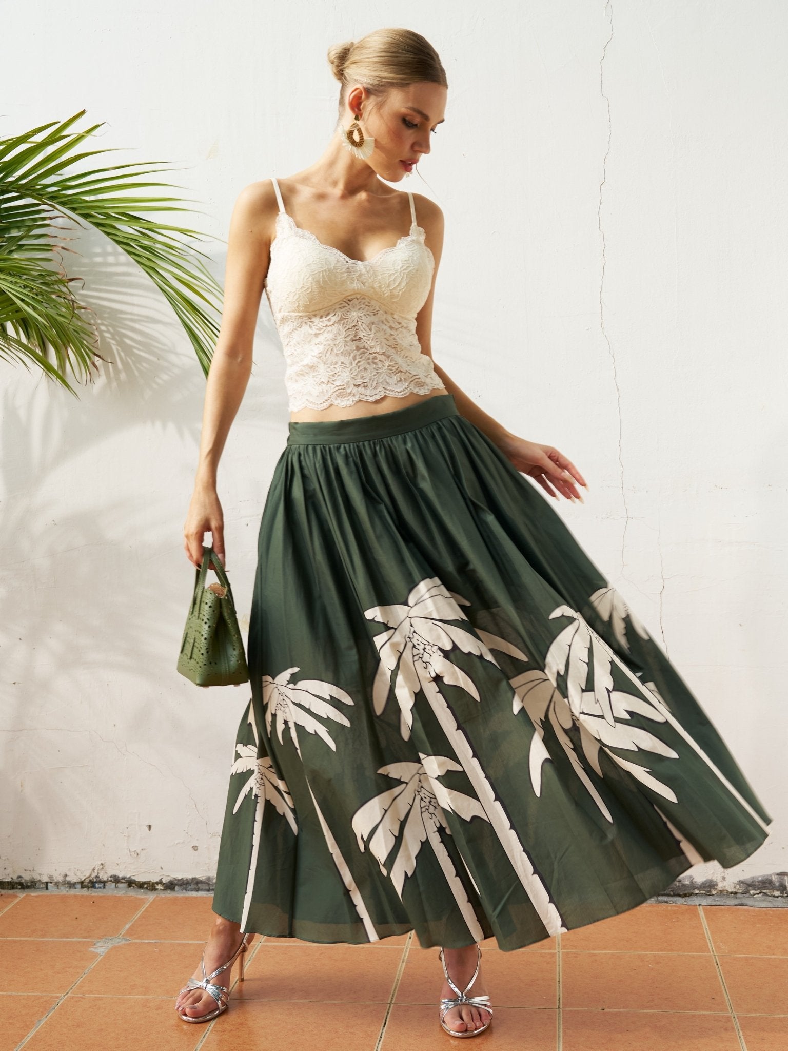 Cutout Lace Cropped Cami Top - Social Queen