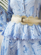 Cutout Lace Ruffle Trim Midi Dress（Belt not included) - Social Queen