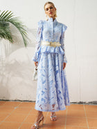 Cutout Lace Ruffle Trim Midi Dress（Belt not included) - Social Queen