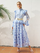 Cutout Lace Ruffle Trim Midi Dress（Belt not included) - Social Queen