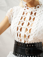 Cutout Lace Sleeveless Cotton Dress（Belt not included) - Social Queen