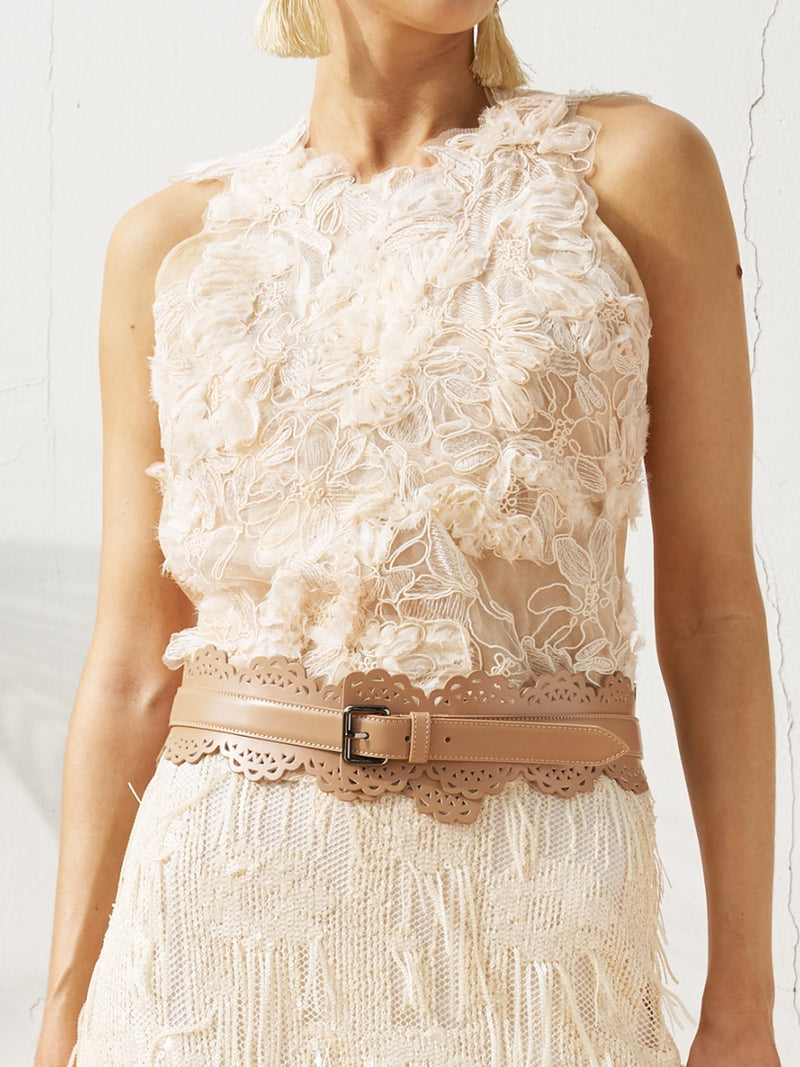 Cutout Leather Belt - Social Queen