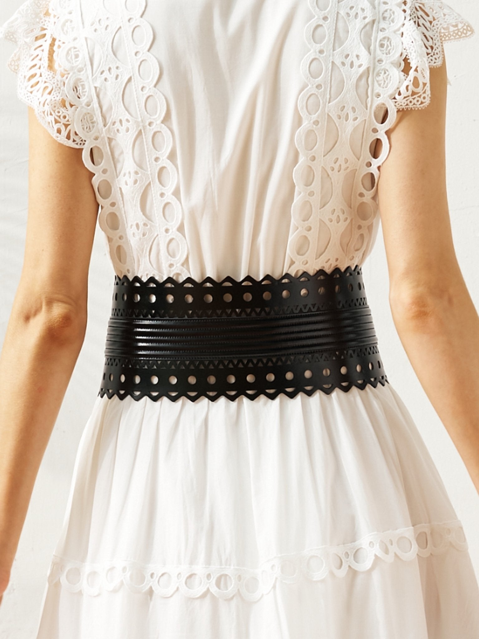 Cutout Leather Waist Belt - Social Queen