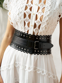 Cutout Leather Waist Belt - Social Queen