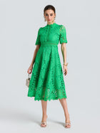 Cutwork Lace A-Line Dress - Social Queen