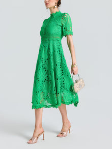 Cutwork Lace A-Line Dress - Social Queen