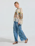 Cutwork Lace Wide-Leg Jeans - Social Queen