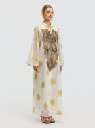 Daisy Embroidered Beaded Kaftan Dress - Social Queen
