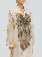 Daisy Embroidered Beaded Kaftan Dress - Social Queen