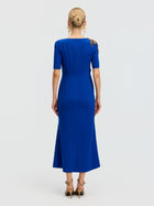 Elegant Hand-Beaded Crystal Dress - Royal Blue & Burgundy - Social Queen