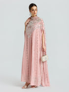 Embellished Chiffon Cape Dress - Social Queen