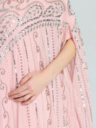 Embellished Chiffon Cape Dress - Social Queen