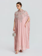 Embellished Chiffon Cape Dress - Social Queen