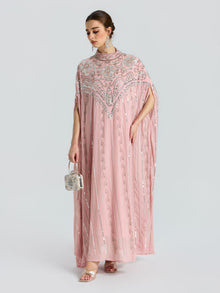 Embellished Chiffon Cape Dress - Social Queen