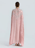 Embellished Chiffon Cape Dress - Social Queen