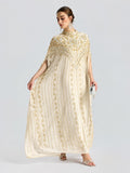 Embellished Chiffon Cape Dress - Social Queen