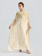 Embellished Chiffon Cape Dress - Social Queen