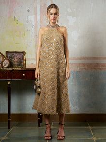 Embellished Floral Halter Dress - Social Queen