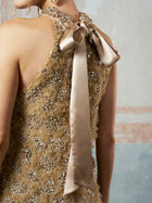 Embellished Floral Halter Dress - Social Queen