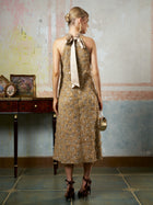 Embellished Floral Halter Dress - Social Queen