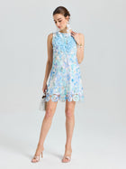 Embellished Floral Lace Mini Dress - Social Queen