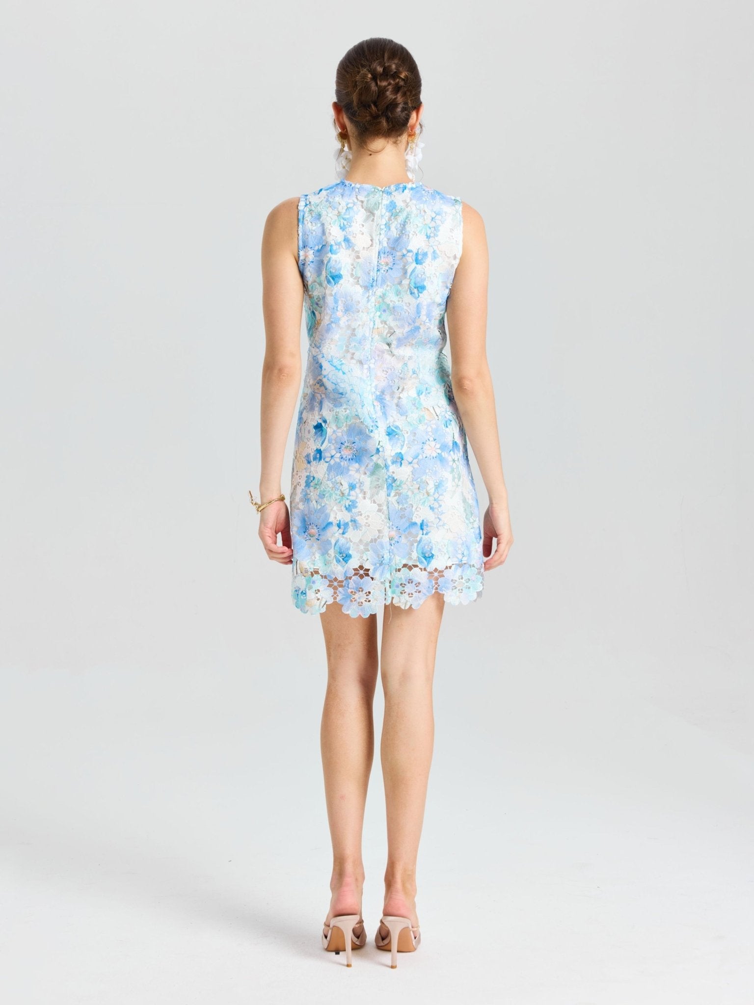 Embellished Floral Lace Mini Dress - Social Queen