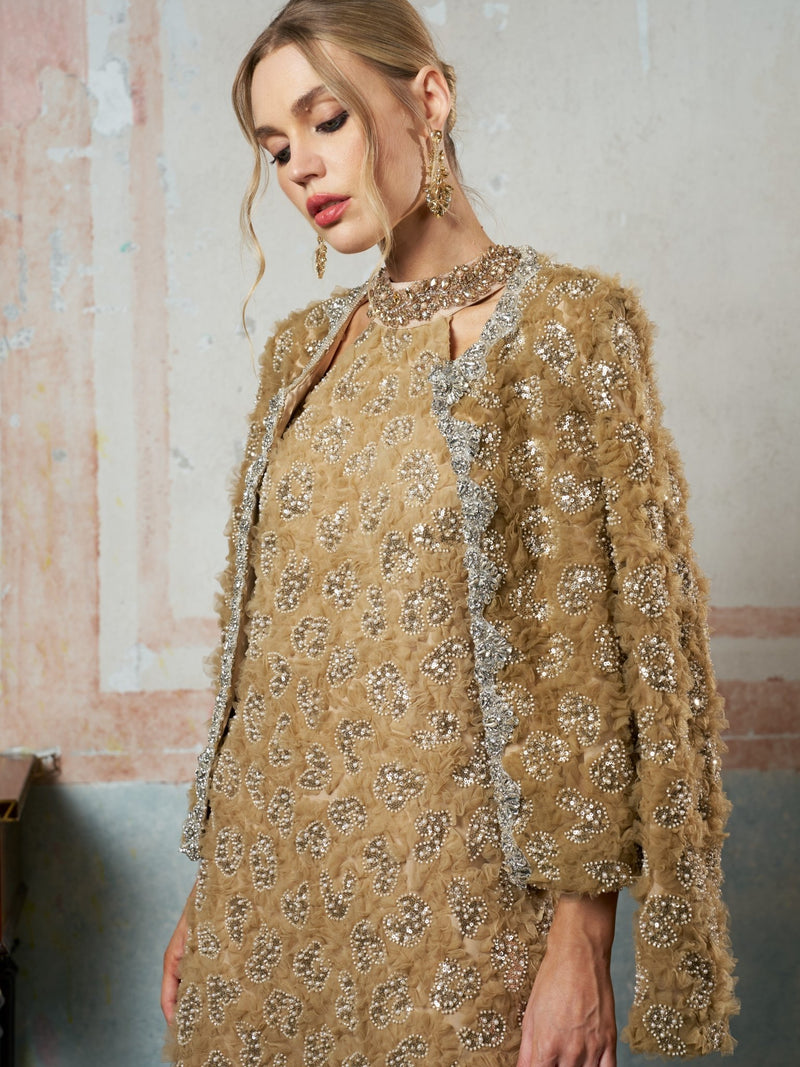 Embellished Floral Mesh Jacket - Social Queen