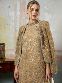 Embellished Floral Mesh Jacket - Social Queen
