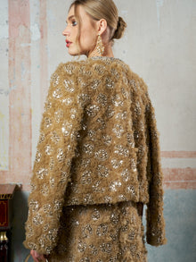 Embellished Floral Mesh Jacket - Social Queen