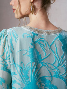 Embellished Velvet Burnout Silk Dress - Social Queen