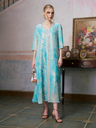 Embellished Velvet Burnout Silk Dress - Social Queen