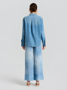 Embroidered Lace Denim Shirt - Social Queen