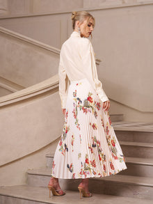 Embroidered Pleated A - Line Skirt - Social Queen