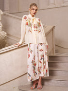 Embroidered Pleated A - Line Skirt - Social Queen