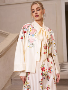 Embroidered Silk - Jacquard Jacket - Social Queen