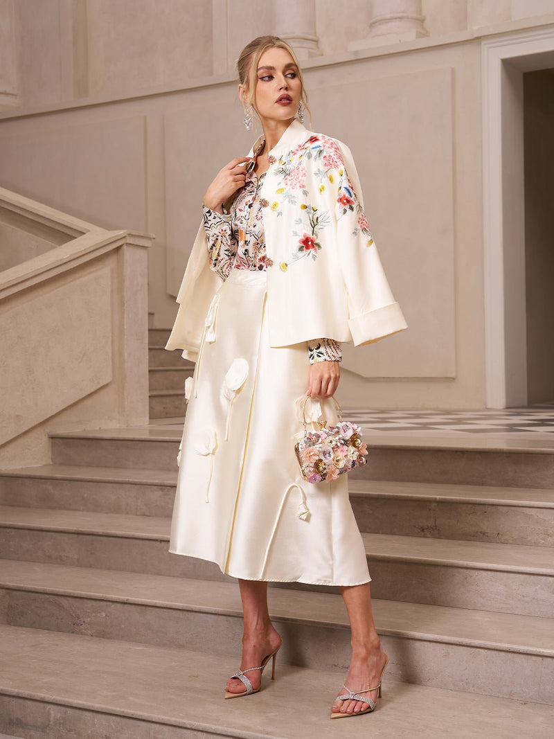 Embroidered Silk - Jacquard Jacket - Social Queen