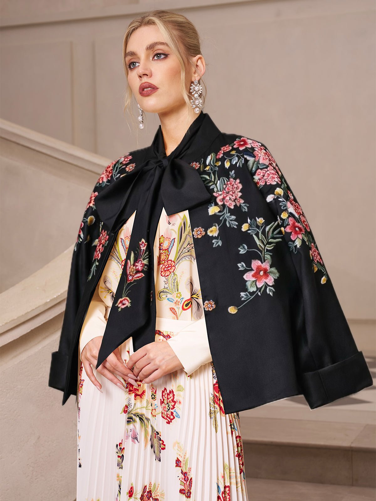 Embroidered Silk - Jacquard Jacket - Social Queen