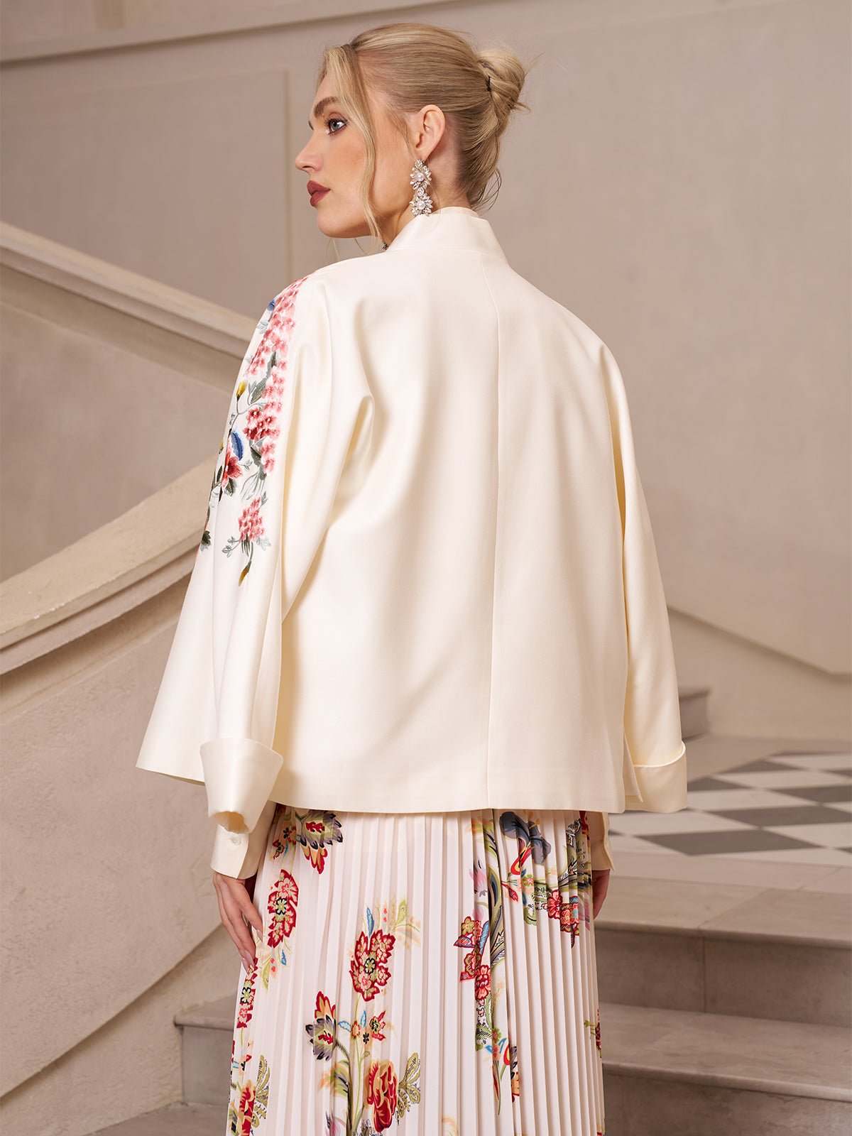 Embroidered Silk - Jacquard Jacket - Social Queen