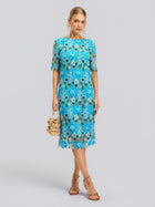 Floral Appliqué Lace Shift Dress - Social Queen