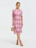 Floral Appliqué Lace Shift Dress - Social Queen