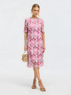 Floral Appliqué Lace Shift Dress - Social Queen