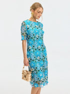 Floral Appliqué Lace Shift Dress - Social Queen