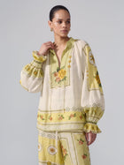 Floral Art Print Ramie Blouse - Social Queen