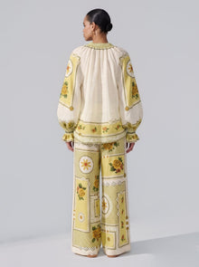 Floral Art Print Ramie Blouse - Social Queen
