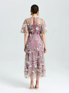 Floral Beaded A-Line Dress - Social Queen