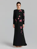 Floral Beaded A-Line Gown - Social Queen