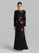 Floral Beaded A-Line Gown - Social Queen
