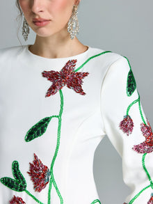 Floral Beaded A-Line Gown - Social Queen