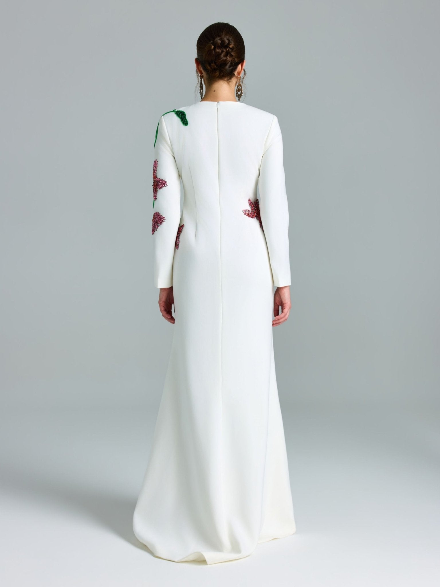 Floral Beaded A-Line Gown - Social Queen
