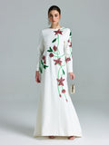 Floral Beaded A-Line Gown - Social Queen